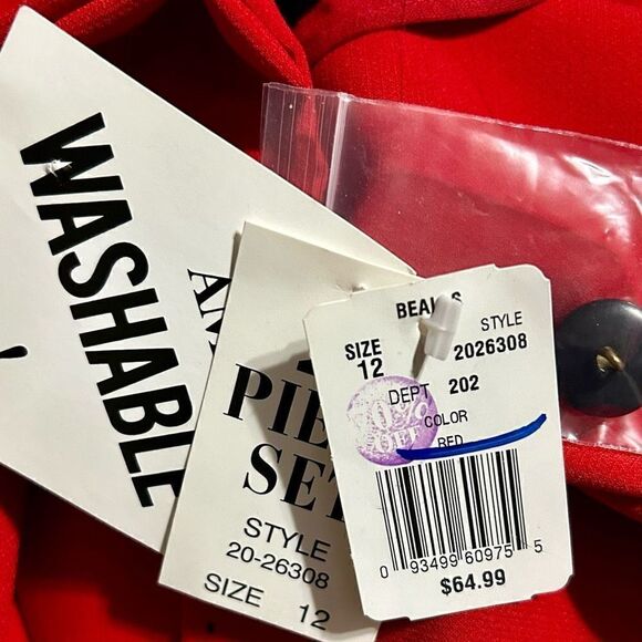 Vintage Sag Harbor Suit 2 Piece Red Matching Jacket & Midi Dress Size 12 New Tag - Picture 13 of 13